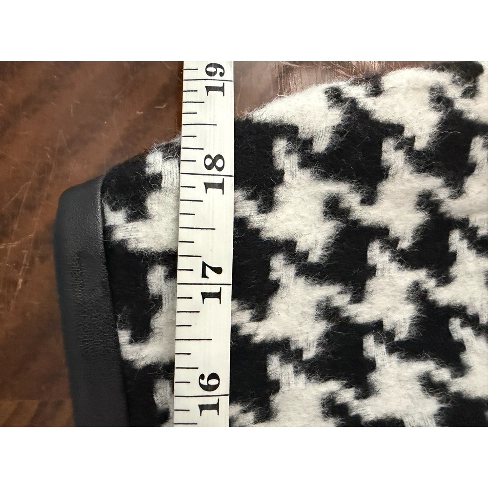 Talbots Houndstooth Wool Blend Pencil Skirt 16W Old Money Faux Leather Trim - Picture 7 of 8
